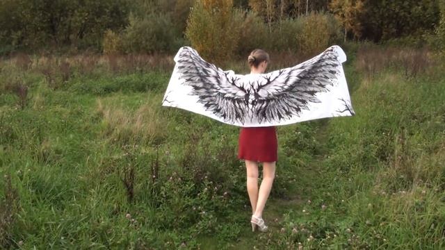 Платок - Крылья Ангела, Палантин белые крылья, шаль крылья из шелка или хлопка смотреть онлайн