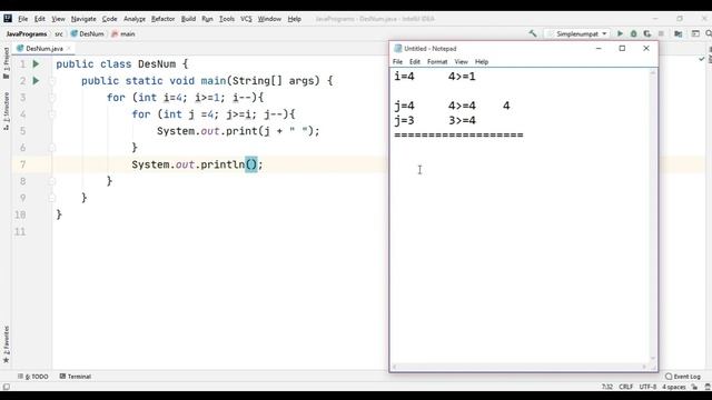Pattern 14 - Java program to print Descending Order Number Pattern || Java Pattern Programs смотреть онлайн
