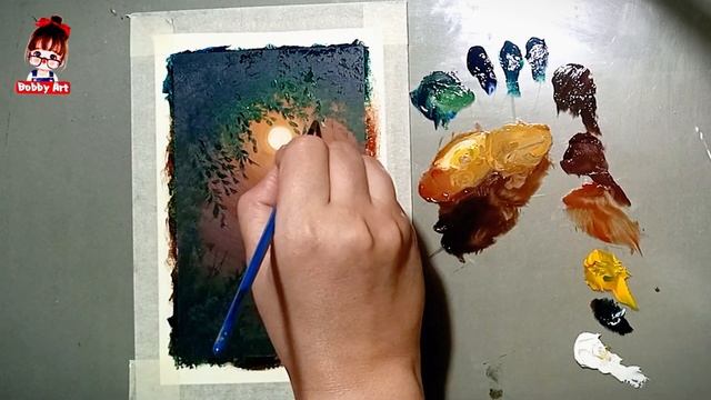 how to paint rainy night | Acrylic Painting for Beginners | Acrylic painting tutorial смотреть онлайн
