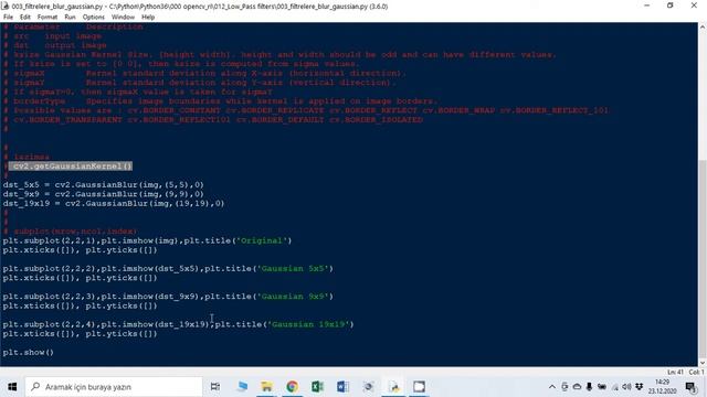OPENCV Python Ders 26: Alçak Geçiren Filtreler 3: Gaussian Filtre смотреть онлайн