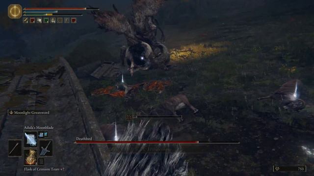 Dark Moon Greatsword+9 against early game Deathbird(Sorcery Build) смотреть онлайн