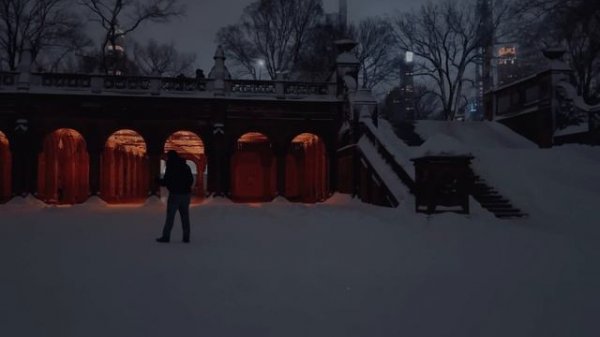 NYC Night Snowfall in Central Park - Manhattan, New York 4K