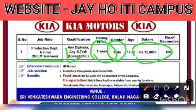 Kia Motors Company || Job in Kia Motors || Neem Trainee Through || किया मोटर्स में भर्ती //#kia #jo смотреть онлайн