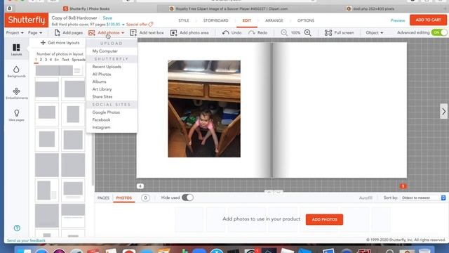 How to add Clipart from Clipart.com to Shutterfly Photobook For Scrapbooking. смотреть онлайн