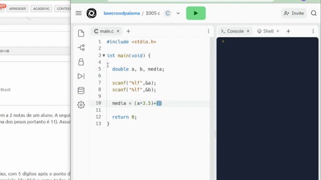 Beecrowd - URI - 1005 - Média 1 - Linguagem C смотреть онлайн