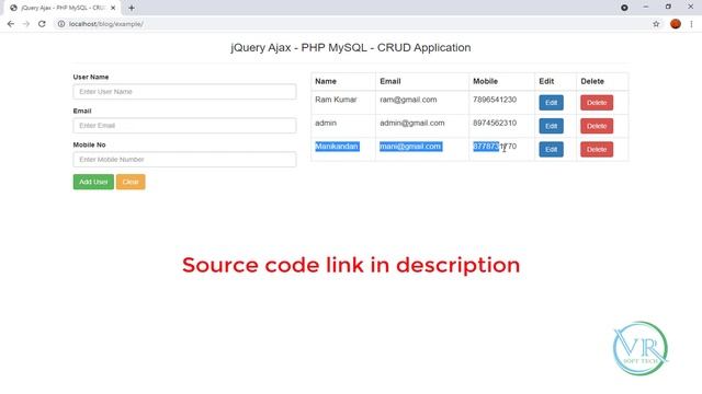 CRUD application in PHP-MySQL using jQuery AJAX смотреть онлайн