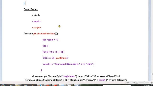CONTINUE STATEMENT IN JAVA SCRIPT DEMO смотреть онлайн