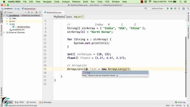 Java ARRAY LIST tutorial example. Ordered Collection. Object Oriented Java #10.1 смотреть онлайн