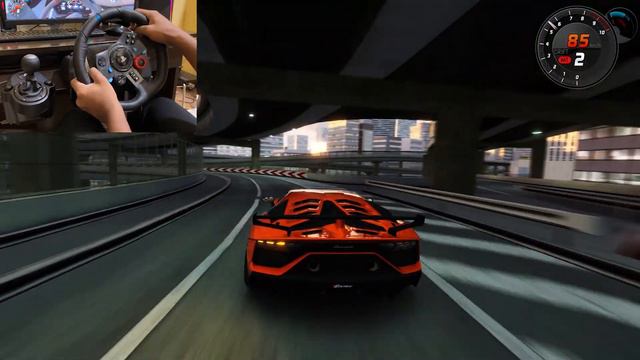 Lamborghini Aventador SVJ Gintani F1 Exhaust - Assetto corsa -Logitech g29 Wheel Gameplay смотреть онлайн