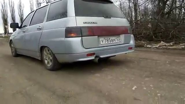 Выхлоп ВАЗ 2111.Прямоток из заводского глушителя.