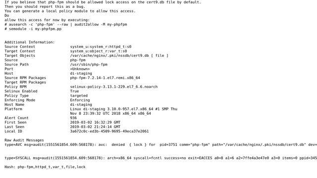 Unix & Linux: SELinux is preventing /usr/sbin/php-fpm from lock access on the file cert9.db смотреть онлайн