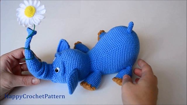Amigurumi Elephant Crocheted. Pattern. Detailed Tutorial. Elephant With Flower