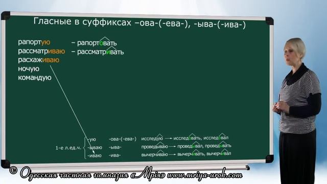 Гласные в суффиксах "ова", "ева", "ыва", "ива" смотреть онлайн