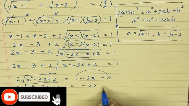 sqrt(x-1)+sqrt(x-2)=1 | A Nice Radical Problem | How to solve for x? @muqaddasadnan1743 смотреть онлайн
