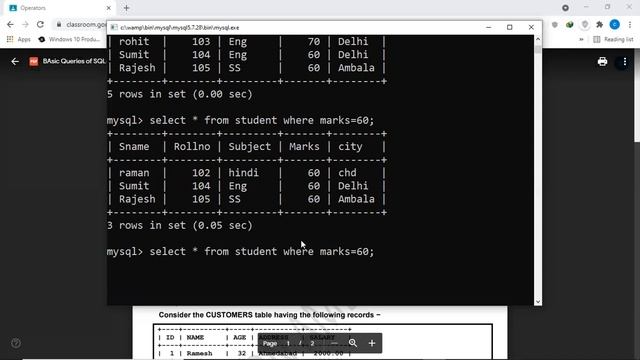 MYSQL Queries using Where clause смотреть онлайн