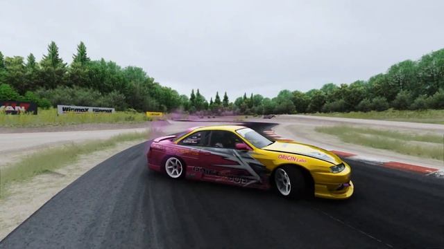 Nissan s14 with pink smoke in sunrise circuit / Assetto Corsa смотреть онлайн