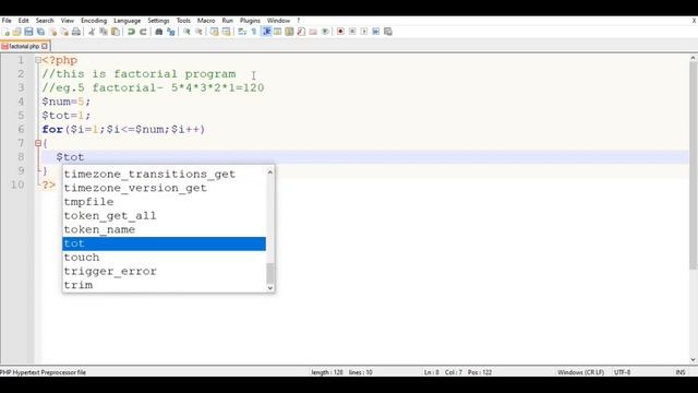 WAP to find factorial program | what is factorial | factorial logic programming in PHP смотреть онлайн