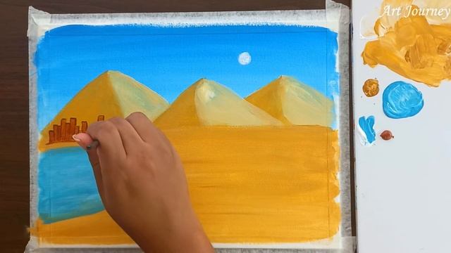 Painting an oasis in the Desert / Acrylic painting for beginners step by step #27 / Drawing a cactu смотреть онлайн