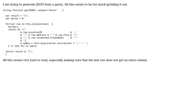 Code Review: Generating JSON from a query смотреть онлайн
