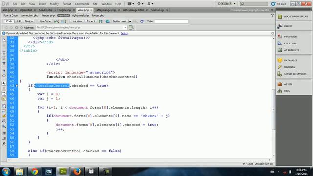 How to apply check boxes on a web page