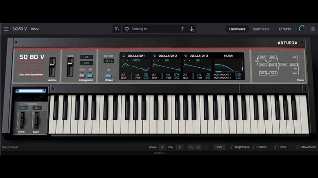 Playing some presets on Arturia's SQ 80 V смотреть онлайн