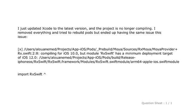 iOS : Xcode 12: Compiling for iOS 10.0, but module 'RxSwift' has a minimum deployment target of iOS смотреть онлайн