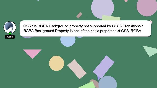CSS : Is RGBA Background property not supported by CSS3 Transitions? смотреть онлайн