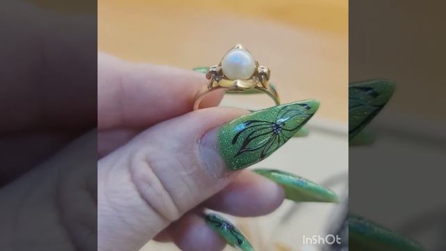 Кольцо с жемчугом. Золото 583. 17000