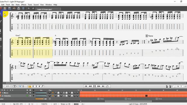 Guitar tab Light of hope - Tokuoka смотреть онлайн