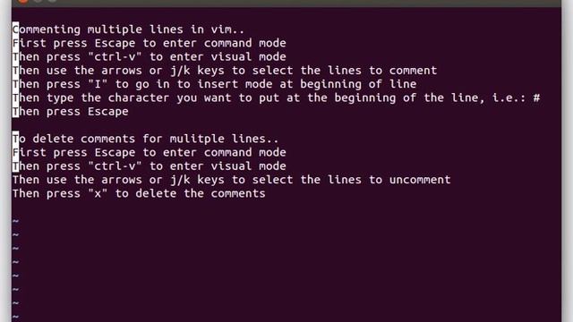 How to comment/uncomment multiple lines in VIM editor смотреть онлайн