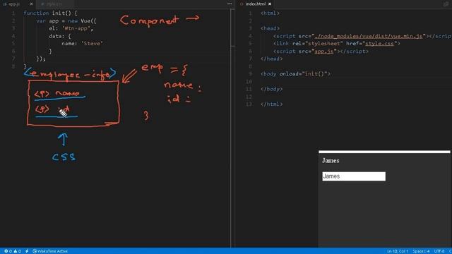 02 Vue js Tutorial Two Way Data Binding, Component Example смотреть онлайн