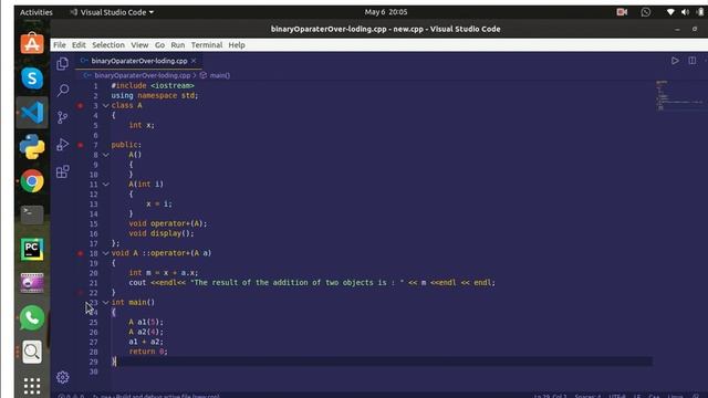 program to overload the binary operators C++ смотреть онлайн