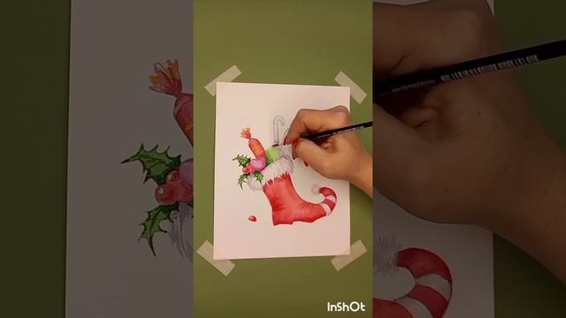 Рисуем акварелью новогоднюю открытку смотреть онлайн