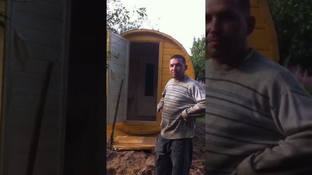 Установка бани-бочки в Вологодской области, Череповецкий район. смотреть онлайн