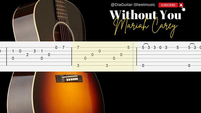Mariah Carey Without You Fingerstyle Guitar Tutorial TAB смотреть онлайн