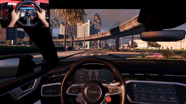 Audi Rs7 2023 - Logitech G29 | Steering Wheel | GTA V gameplay смотреть онлайн