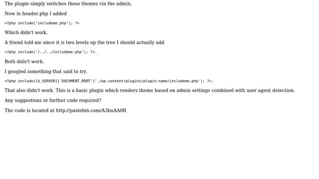 Wordpress: Include files for a plugin not including смотреть онлайн