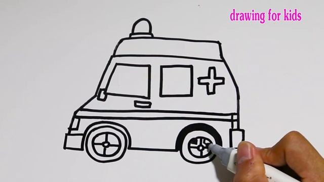 how to draw ambulance for kids to learn and color как нарисовать скорую помощь детям, чтобы научить смотреть онлайн