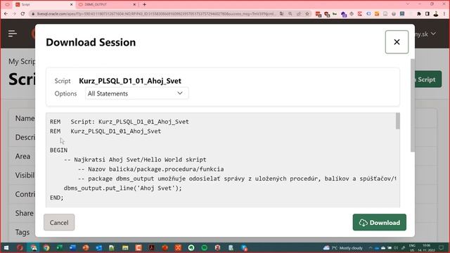 Online kurz Oracle DB Database PL/SQL - Live SQL Editor, Declare, Begin, End, Premenné, Exception ? смотреть онлайн