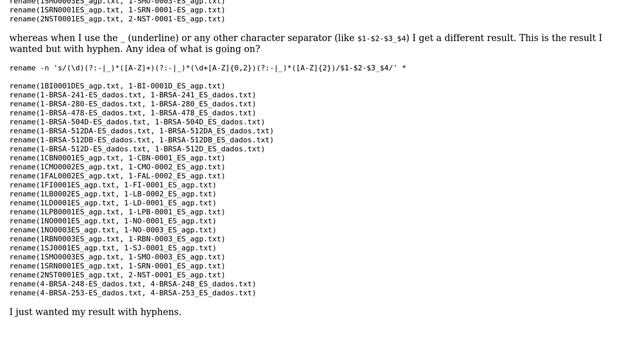 Ubuntu: Perl rename command regex working weirdly with groups and hyphen смотреть онлайн
