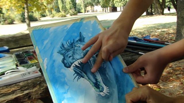 ДРАКОН -рисуем АКВАРЕЛЬЮ +КАРАНДАШИ какие выбрать-советы смотреть онлайн