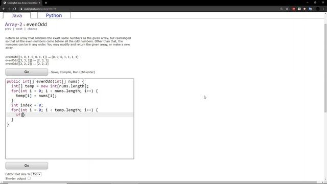 Array-2 (evenOdd) Java Tutorial || codingbat.com смотреть онлайн