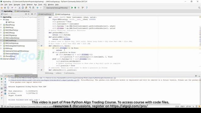 Moving Average Strategy - Python Algo Trading Course смотреть онлайн