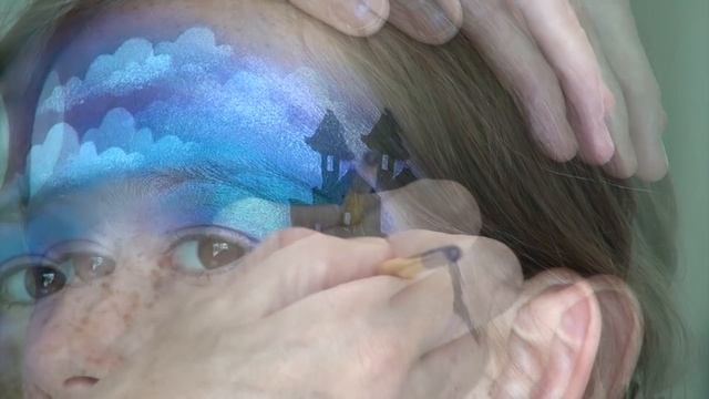 Halloween face painting with witch and bats - Halloween makeup tutorial смотреть онлайн