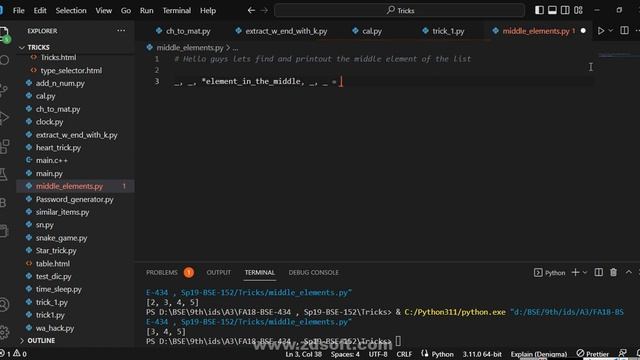 Find Middle element in the list using python | Middle element finder Python | Python Tips and Tri смотреть онлайн