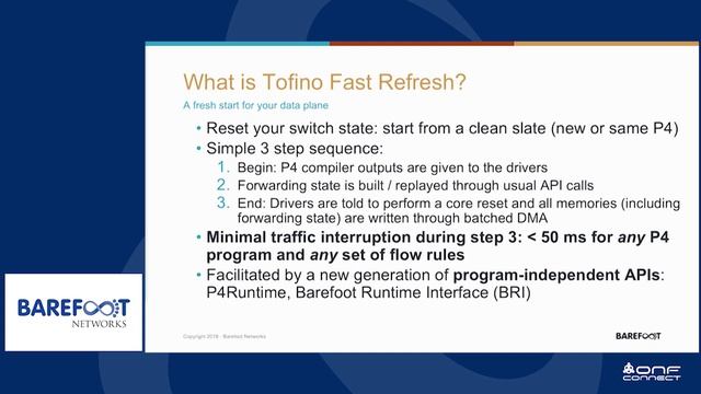 ONF Connect 18: Leveraging Stratum to Achieve Fast P4 Program Swap on Tofino смотреть онлайн