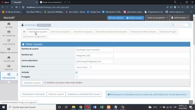 Creación de usuarios en Mantis Bug Tracker. смотреть онлайн