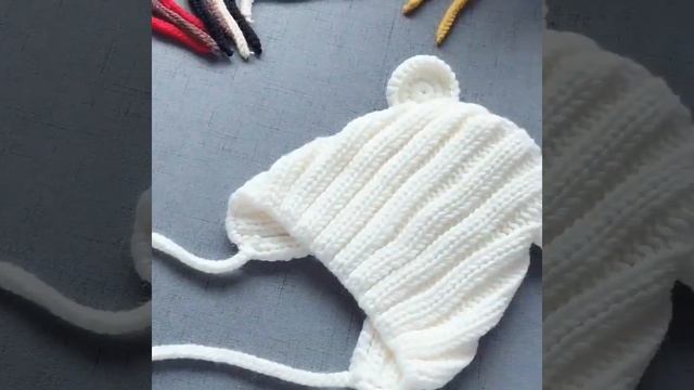 Вязаная зимняя детская шапка с ушками, мультяшная на шнуровке для от 1 до 3 лет, 5 цветов смотреть онлайн