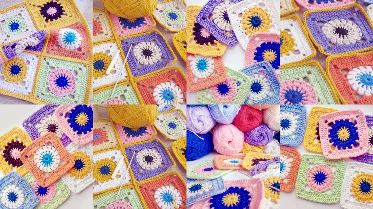 Мастер-класс Плед крючком Бабушкин квадрат / Вяжем квадратный мотив / Схема пледа крючком смотреть онлайн