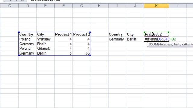 DSUM Excel 2010 Function смотреть онлайн